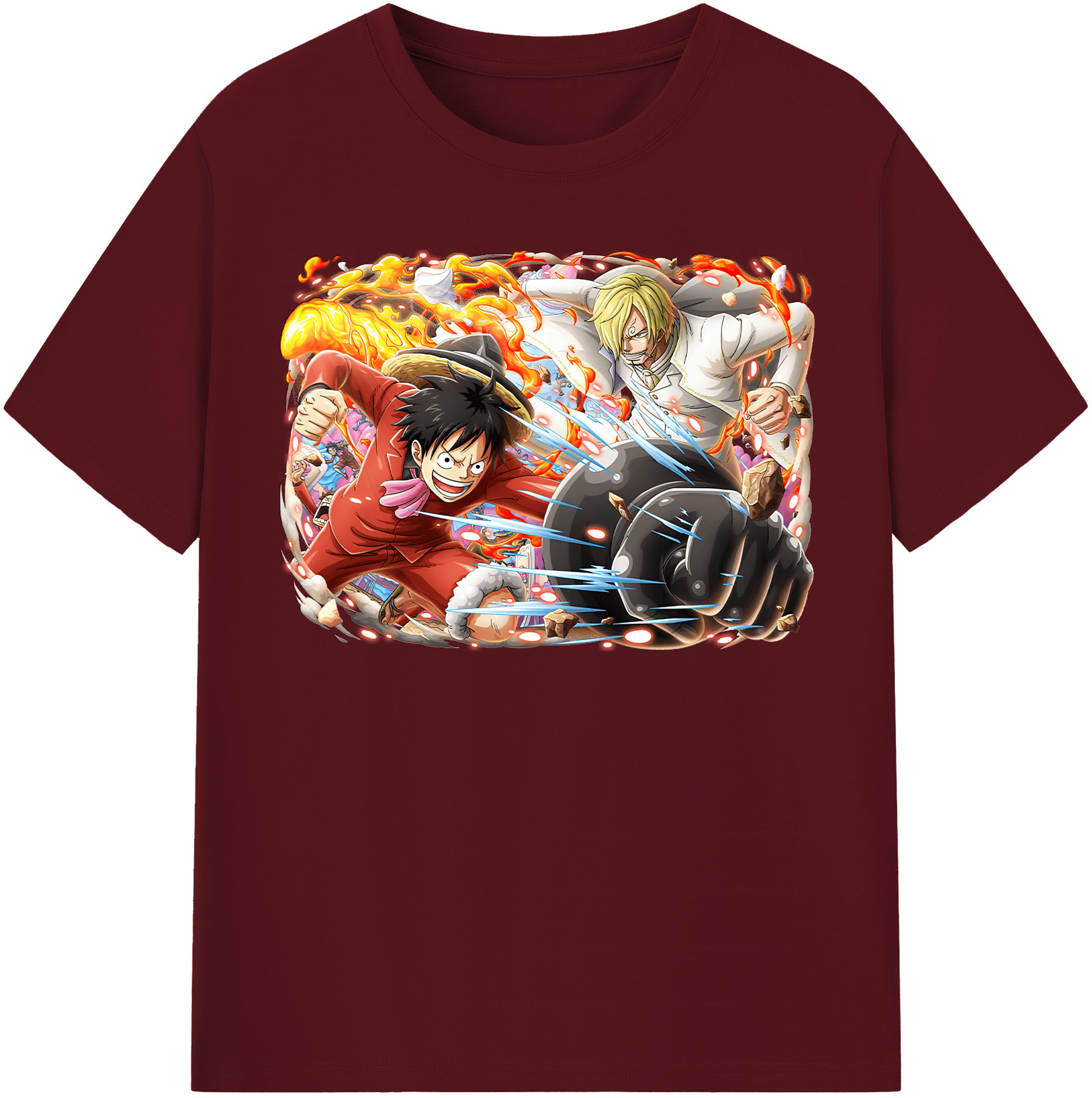 ワンピース モンキー・D・ルフィ ONE PIECE Monkey D. Luffy 綿100％半袖Tシャツ（フロントプリント）